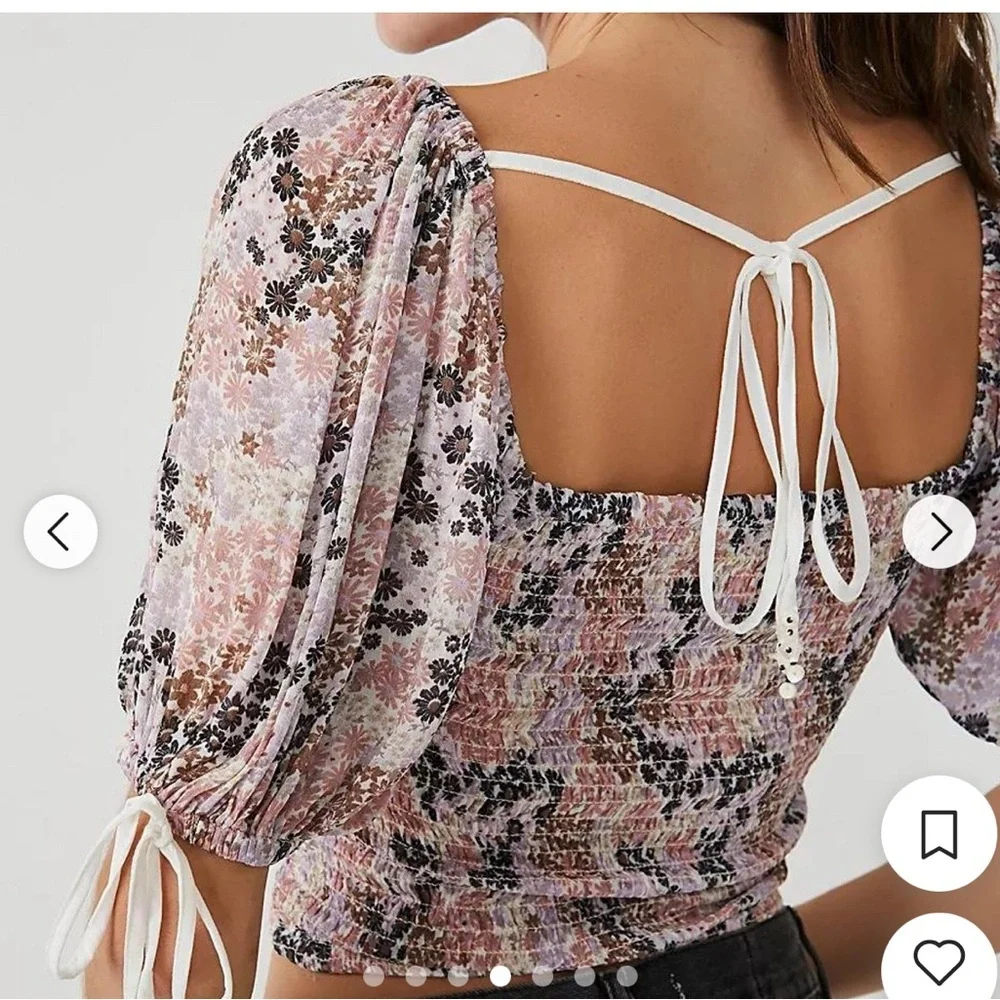 NWT Free People Back on Top Smocked Floral Crop Top $98
